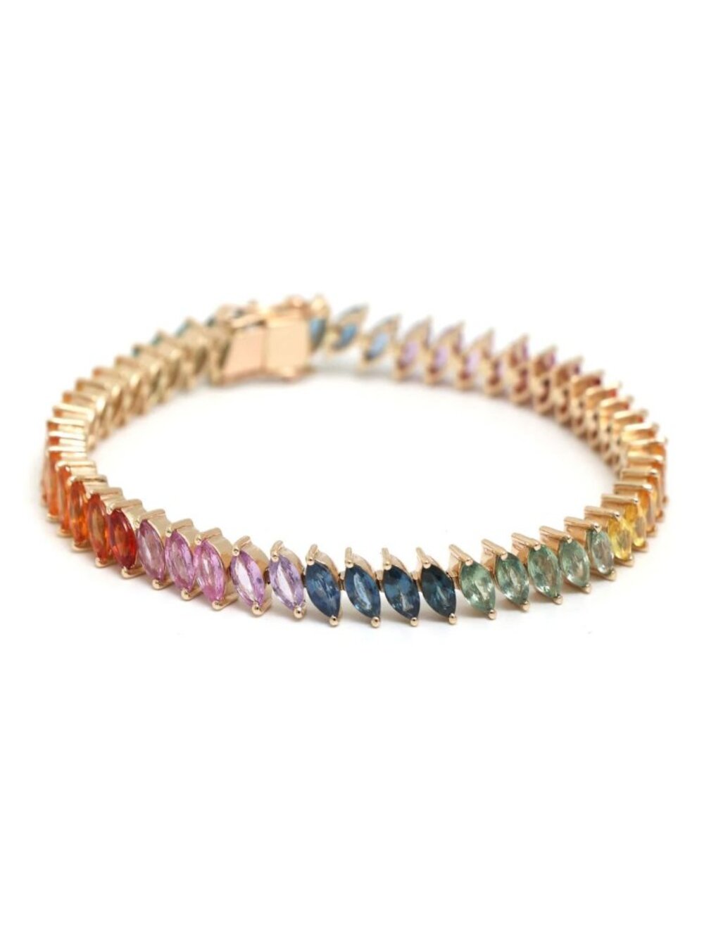 Emerald-Cut Sapphire 14K (18K Custom) Gold Tennis Bracelet
